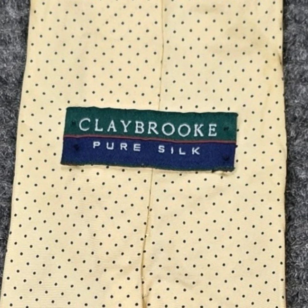Claybrooke Silk‎ Necktie Men's Tan Black Micro Dot Pattern Classic Made in USA
